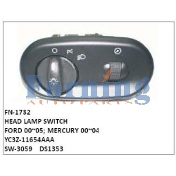 YC3Z-11654AAA, SW-3059, DS1353 HEAD LAMP SWITCH, FN-1732 for FORD 00~05; MERCURY 00~04