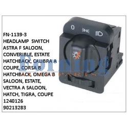 1240126,90213283, HEADLAMP  SWITCH, FN-1139-3 for ASTRA F SALOON, CONVERIBLE, ESTATE HATCHBACK, CALIBRA A COUPE, CORSA B HATCHBACK, OMEGA B SALOON, ESTATE, VECTRA A SALOON, HATCH, TIGRA, COUPE