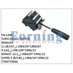 7700779566, TURN SIGNAL SWITCH, FN-1296 for RENAULT, 11 (B/C37_) 1983/03~1989/07, 9 (L42_) 1981/09~1989/12, ESPACE I (J11_) 1984/07~1992/12, SUPER 5 (B/C40_) 1984/10~1996/12