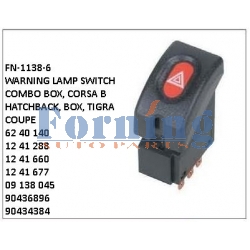 62 40 140, 12 41 288, 12 41 660, 12 41 677, 09 138 045, 90436896, 90434384, WARNING LAMP SWITCH, FN-1138-6 for COMBO BOX, CORSA B HATCHBACK, BOX, TIGRA COUPE