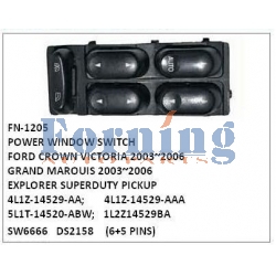 4L1Z-14529-AA, 4L1Z-14529-AAA, 5L1T-14520-ABW, 1L2Z14529BA POWER WINDOW SWITCH FN-1205 for FORD CROWN VICTORIA 2003~2006, GRAND MAROUIS 2003~2006, EXPLORER SUPERDUTY PICKUP