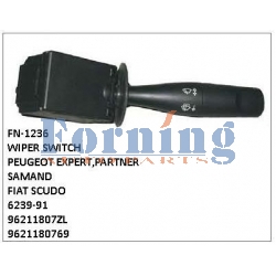 6239-91, 96211807ZL, 9621180769, WIPER SWITCH, FN-1236 for PEUGEOT EXPERT,PARTNER , SAMAND , FIAT SCUDO