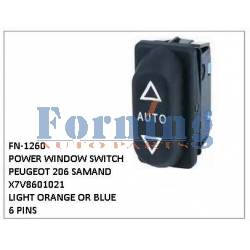 X7V8601021, LIGHT ORANGE OR BLUE, POWER WINDOW SWITCH, FN-1260 for PEUGEOT 206 SAMAND