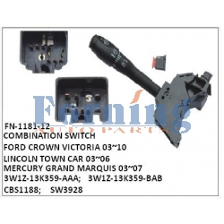 3W1Z-13K359-AAA, 3W1Z-13K359-BAB, CBS1188, SW3928 COMBINATION SWITCH, FN-1181-12 for FORD CROWN VICTORIA 2003~2010, LINCOLN TOWN CAR 2003~2006, MERCURY GRAND MARQUIS 2003~2007