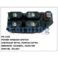 88894539, 19244651, 10291789, SW5740, DS1437S, POWER WINDOW SWITCH, FN-1103 for CHEVROLET 95~01, PONTIAC 02~04