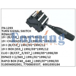 510034002001, 7700803537 , 6001030184, TURN SIGNAL SWITCH, FN-1293 for RENAULT, 19 I (B/C53_) 1988/01~1992/12, 19 I CHAMADE (L53_) 1988/01~1992/12, 19 II (B/C53_) 1991/01~1995/12, 19 II BOX (S53_) 1992/03~1995/12, CLIO I (B/C57_,5/357_) 1990/05~1998/09, E