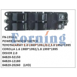 84820-32150,84820-12180,84820-20260,POWER WINDOW SWITCH,FN-1554-1 for TOYOTA,CARMY 2.0 1989~1991/2.2,3.0 1992~1995,COROLLA 1.6 1989~1992/1.8 1993~1995/EXSIOR 2.0