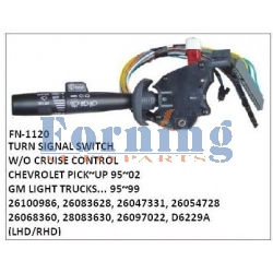 26100986, 26083628, 26047331, 26054728, 26068360, 28083630, 26097022, D6229A TURN SIGNAL SWITCH FN-1120 for	 CHEVROLET PICK~UP 95~02, GM LIGHT TRUCKS... 95~99